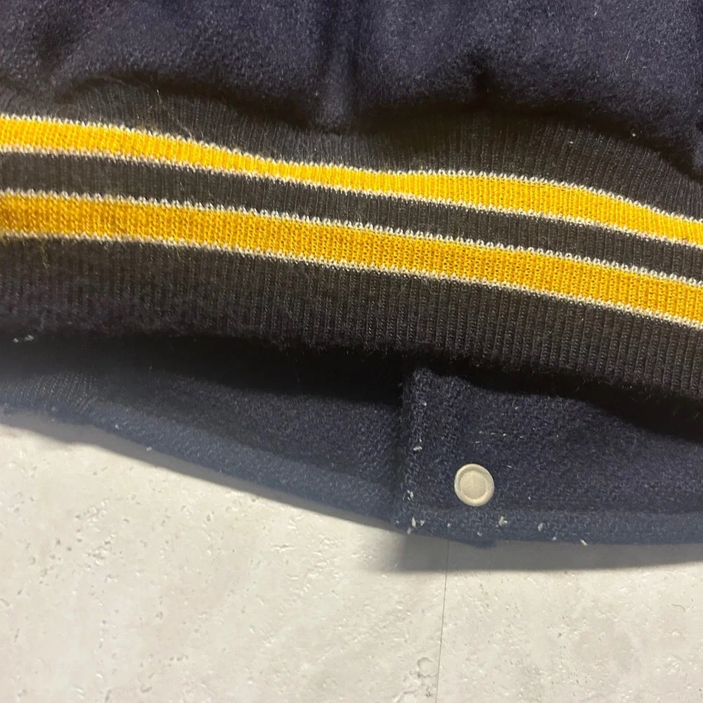 T&M Sportswear Teamsters Local 299 Varsity Jacket Navy Yellow Mens L Vintage